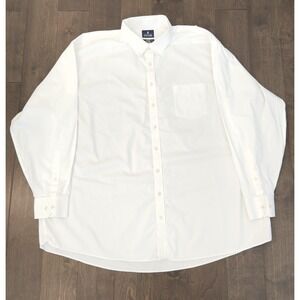 Stafford Mens Size 20/38-29 Long Sleeve Button Down White Pinpoint Oxford Shirt